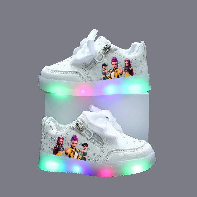 K Pop Demon Hunters Shoes For Kids Children LED Sneakers Luminous Sport Shoes