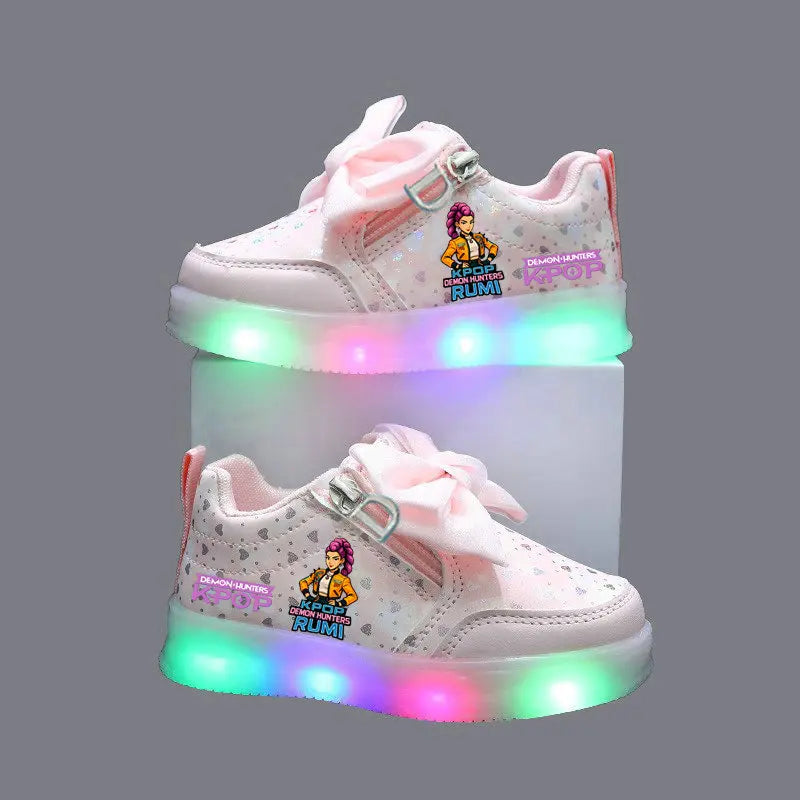 K Pop Demon Hunters Shoes For Kids Children LED Sneakers Luminous Sport Shoes