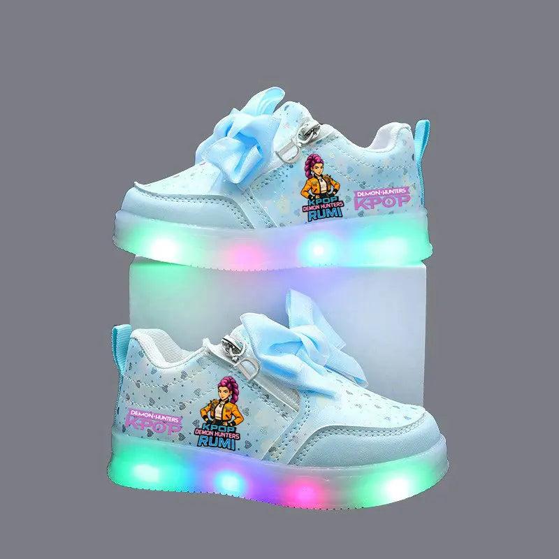 K Pop Demon Hunters Shoes For Kids Children LED Sneakers Luminous Sport Shoes