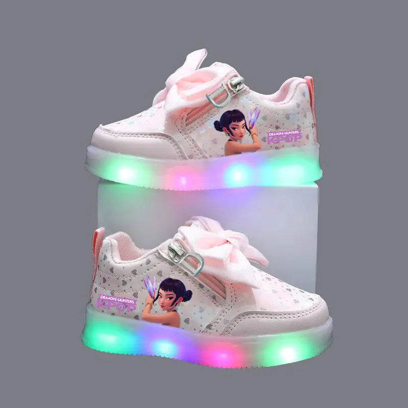 K Pop Demon Hunters Shoes For Kids Children LED Sneakers Luminous Sport Shoes