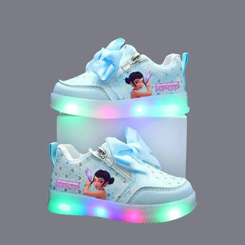 K Pop Demon Hunters Shoes For Kids Children LED Sneakers Luminous Sport Shoes